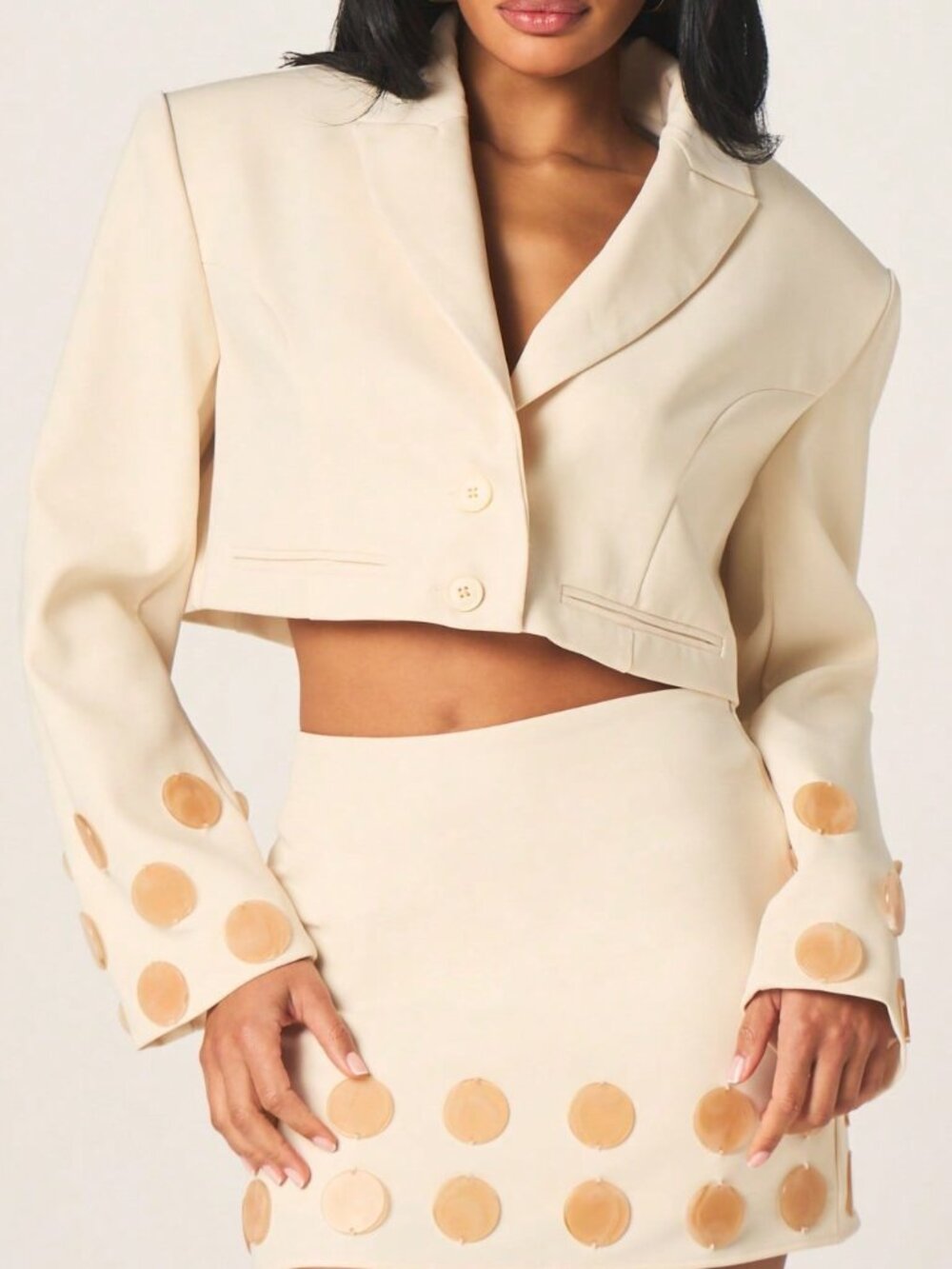 Apricot Elegant Women's Oversized Cropped Blaze